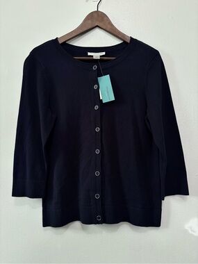 Women’s Navy Blue Button-Front Cardigan Sweater